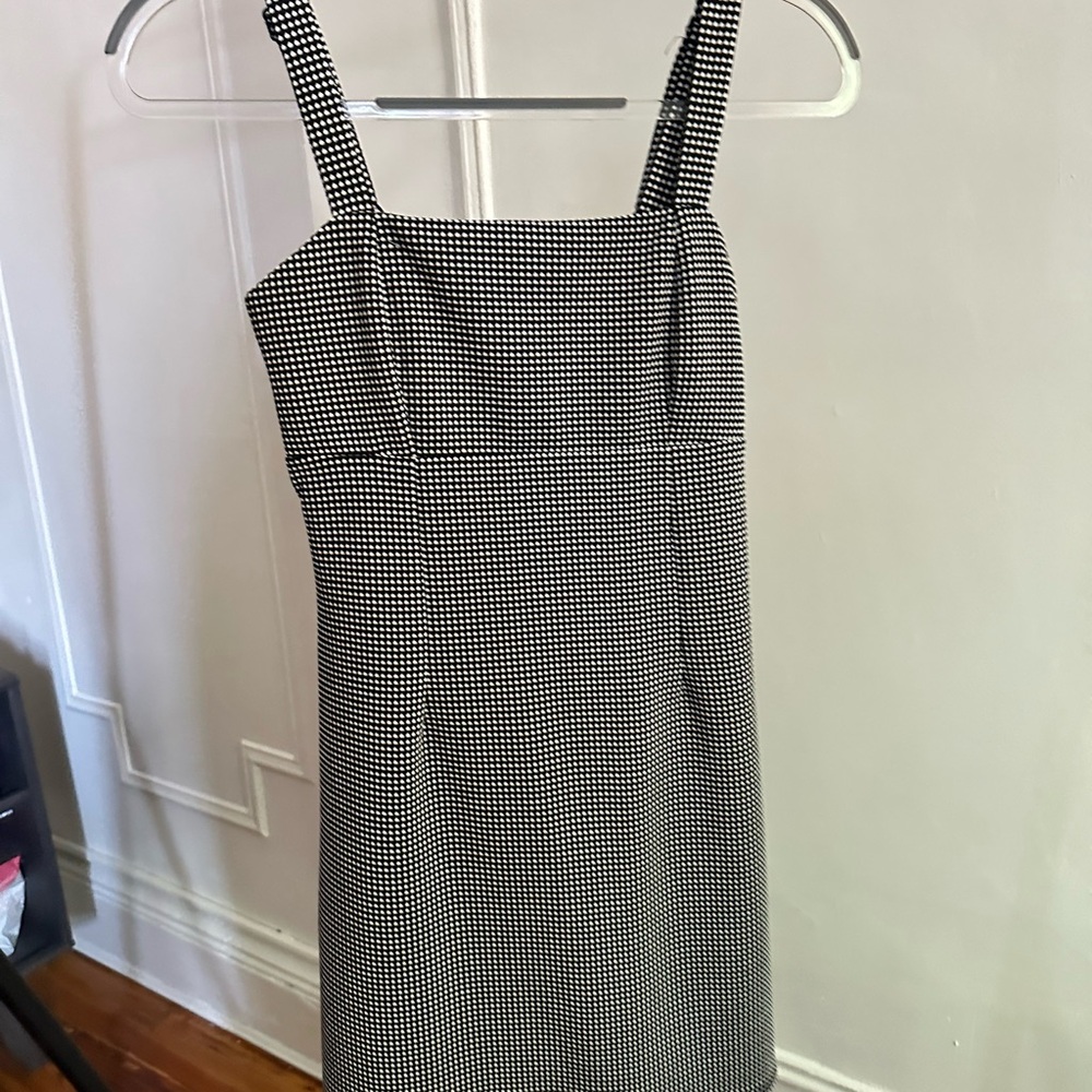 Classic Black and White Checkered Mini Dress